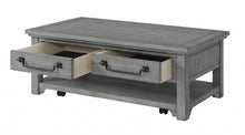 50 英寸鴿灰色實木仿舊咖啡桌帶儲物