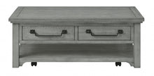 50 英寸鴿灰色實木仿舊咖啡桌帶儲物