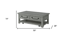 50 英寸鴿灰色實木仿舊咖啡桌帶儲物