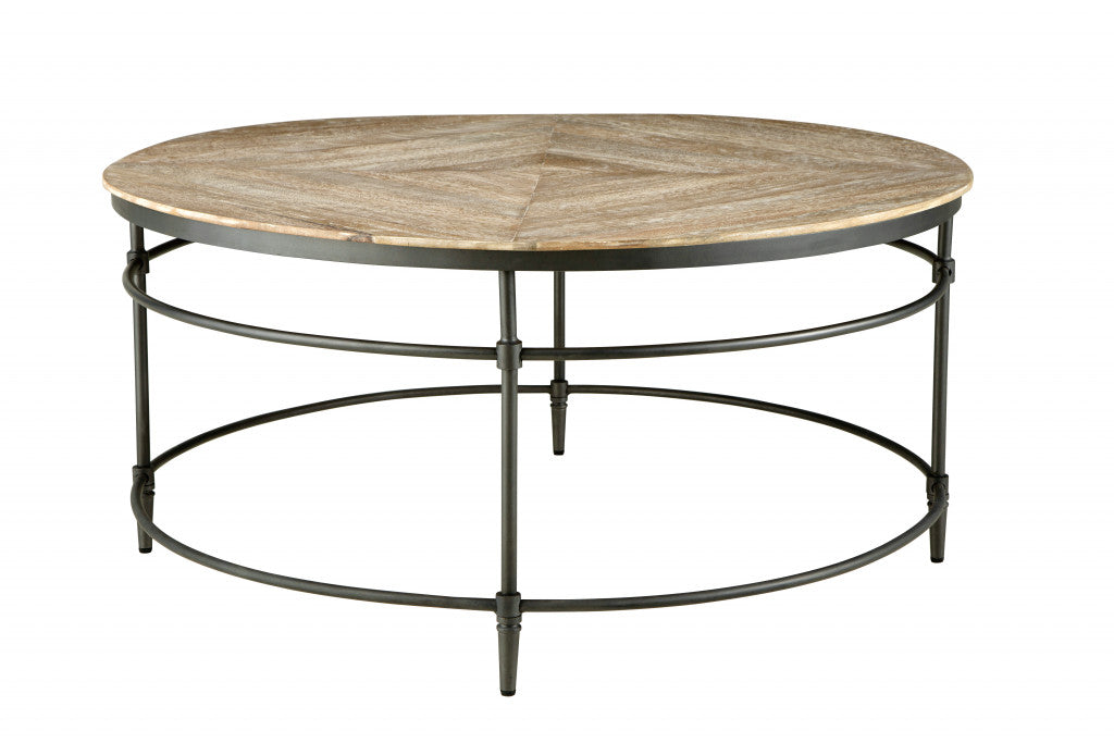 38 英寸黑色鄉村水洗芒果木圓形仿舊咖啡桌