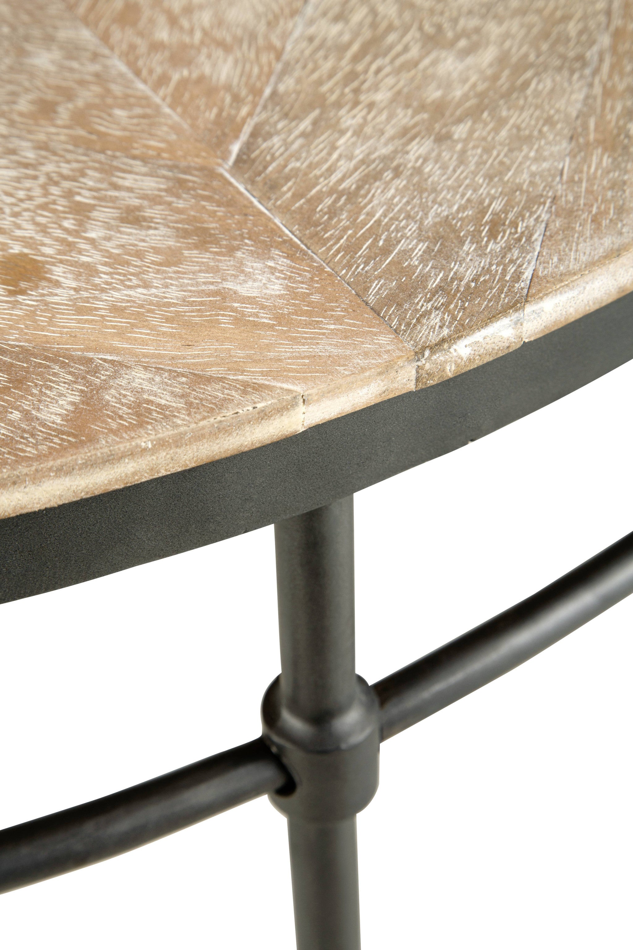 38 英寸黑色鄉村水洗芒果木圓形仿舊咖啡桌