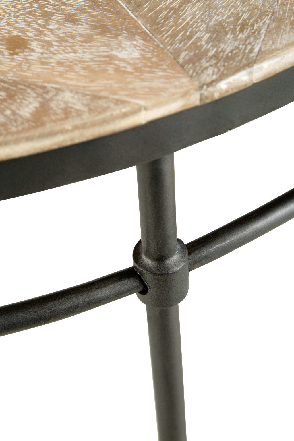 38 英寸黑色鄉村水洗芒果木圓形仿舊咖啡桌