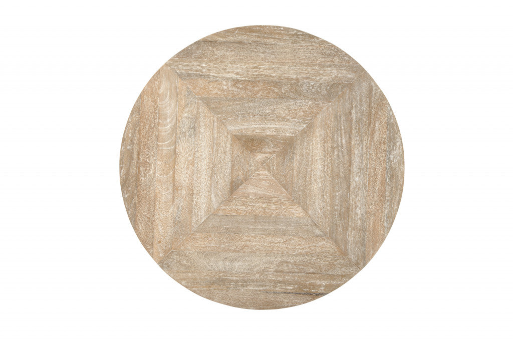 38 英寸黑色鄉村水洗芒果木圓形仿舊咖啡桌