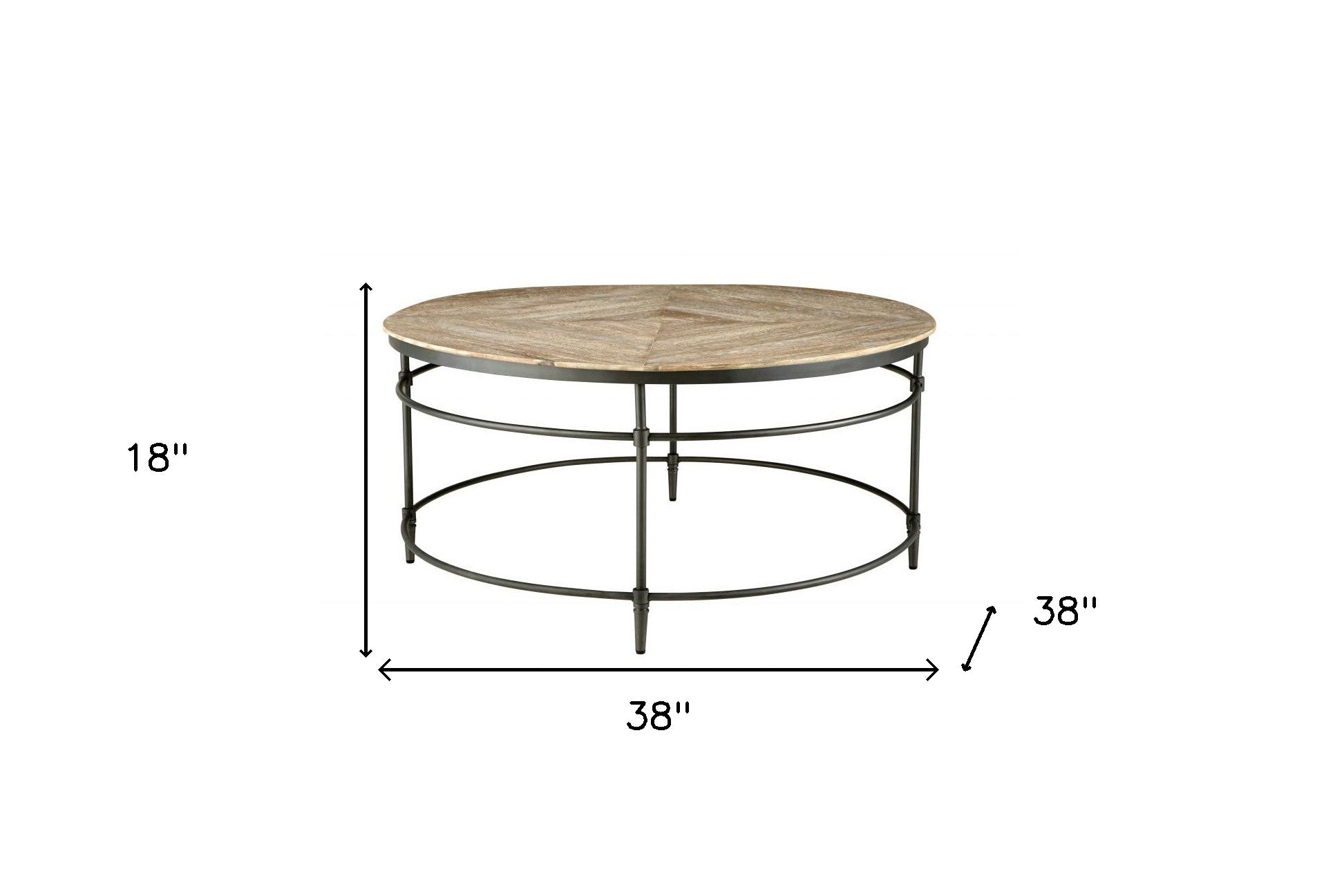 38 英寸黑色鄉村水洗芒果木圓形仿舊咖啡桌