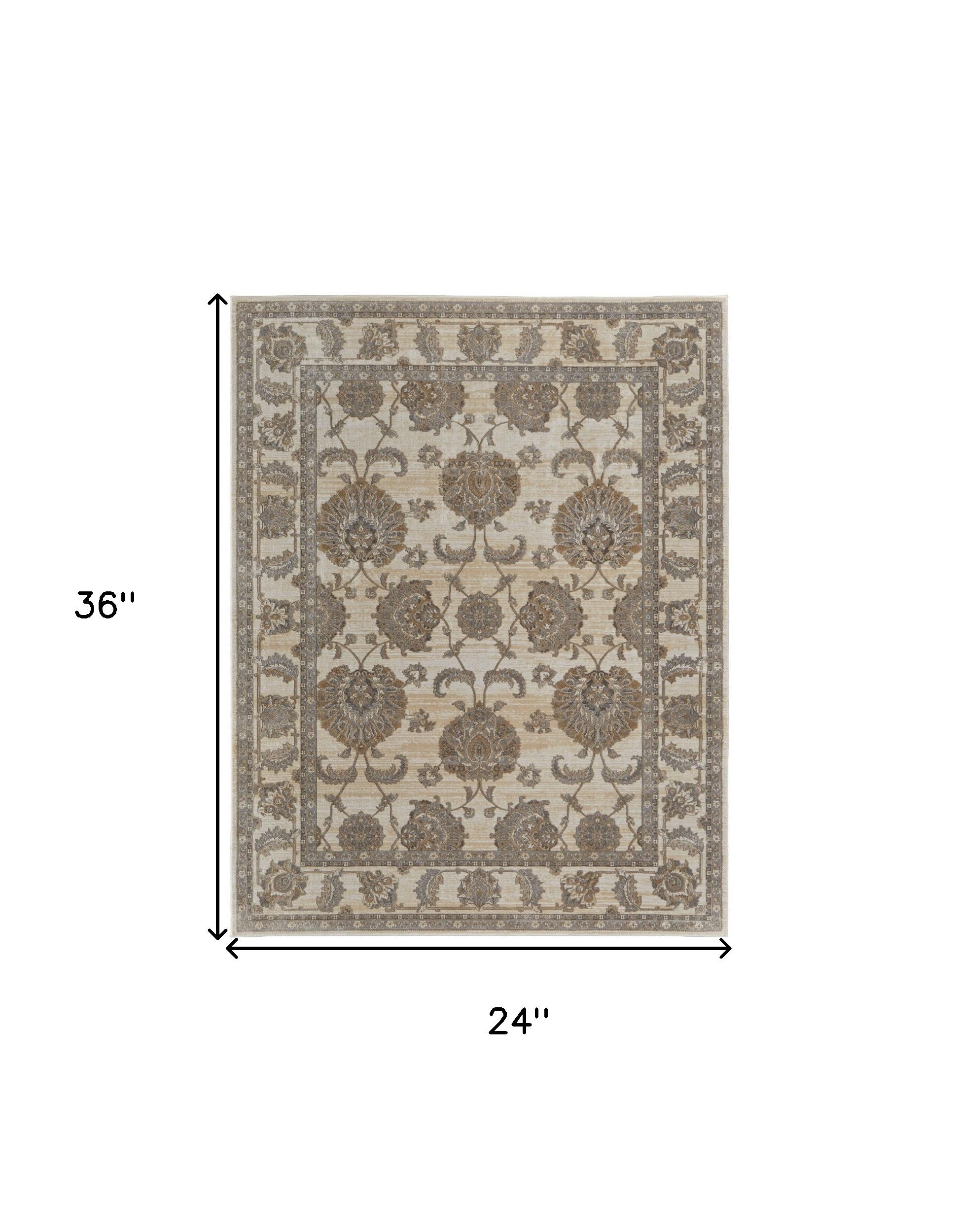9' X 12' Tan Ivory And Brown Power Loom Area Rug