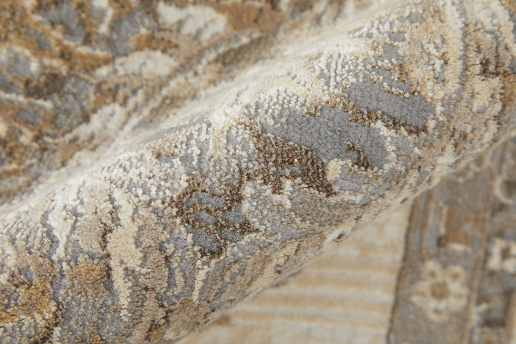 9' X 12' Tan Ivory And Brown Power Loom Area Rug