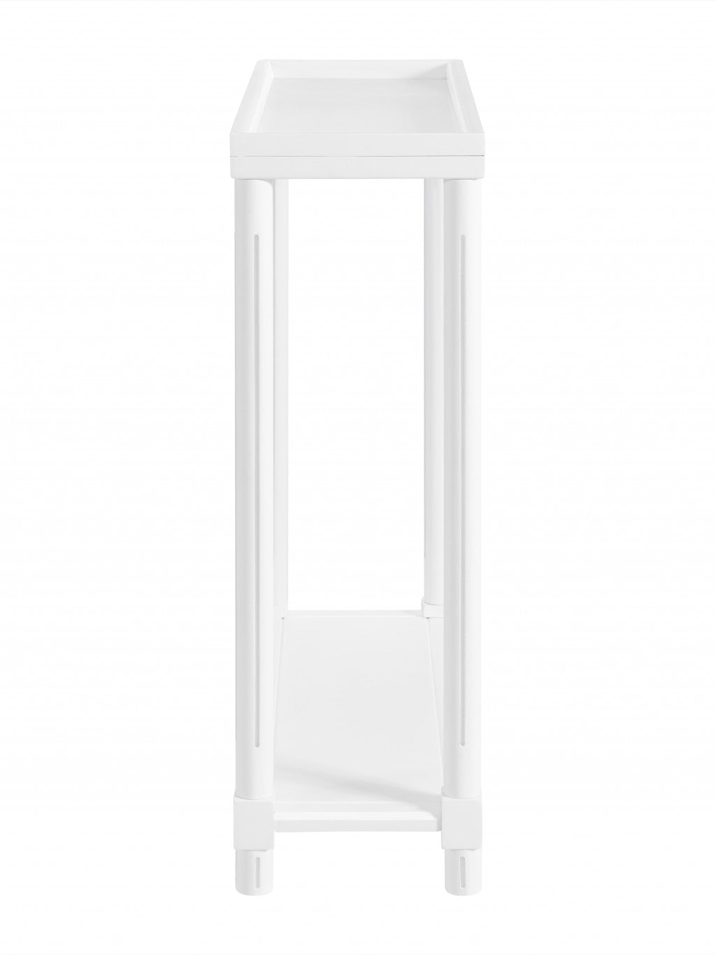 Set Of Two 24" White Narrow Wood End Tables With Shelf