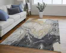 2' X 3' Gray Yellow And Ivory Area Rug