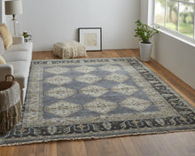 2' X 3' Blue Gray And Taupe Wool Floral Hand Knotted Stain Resistant Area Rug