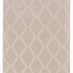 2' X 3' Ivory And Tan Geometric Stain Resistant Area Rug