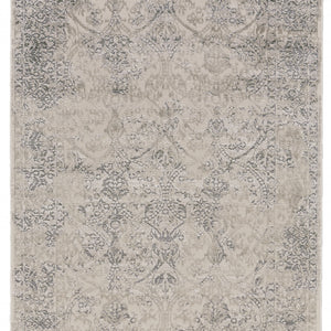 2' X 3' Ivory Gray And Black Abstract Stain Resistant Area Rug