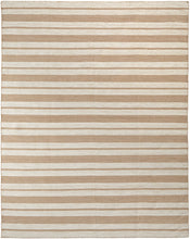 2' X 3' Ivory Taupe And Brown Striped Dhurrie Hand Woven Stain Resistant Area Rug