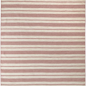 Red And Ivory Striped Dhurrie Hand Woven Stain Resistant Area Rug - 2' x 3'