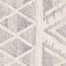 2' X 3' Ivory Gray And Blue Wool Geometric Dhurrie Flatweave Handmade Area Rug With Fringe
