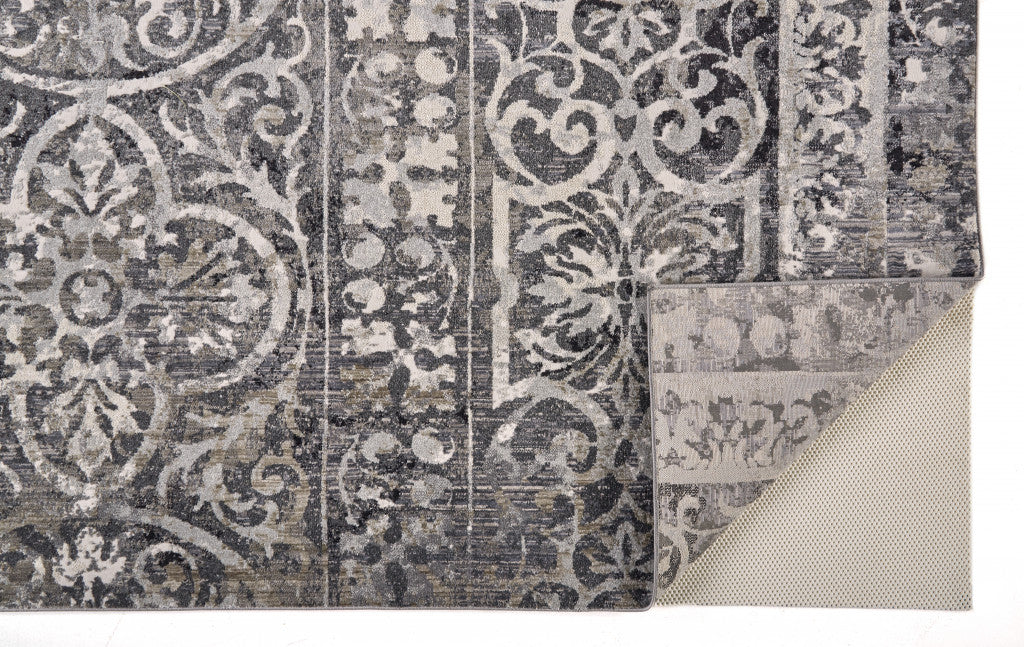 2' X 3' Gray Ivory And Taupe Abstract Stain Resistant Area Rug