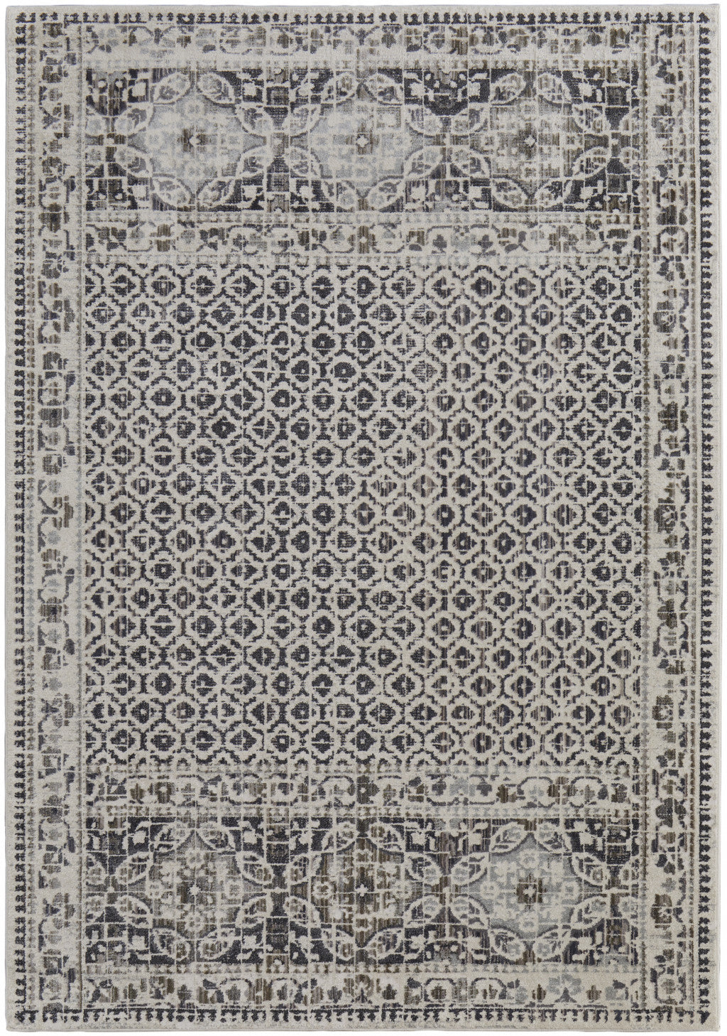 Ivory Taupe And Gray Abstract Stain Resistant Area Rug - 2' x 3'