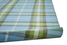 Blue Green And Black Abstract Hand Woven Stain Resistant Area Rug