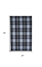 2' X 3' Black Blue And White Abstract Hand Woven Stain Resistant Area Rug