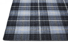 2' X 3' Black Blue And White Abstract Hand Woven Stain Resistant Area Rug