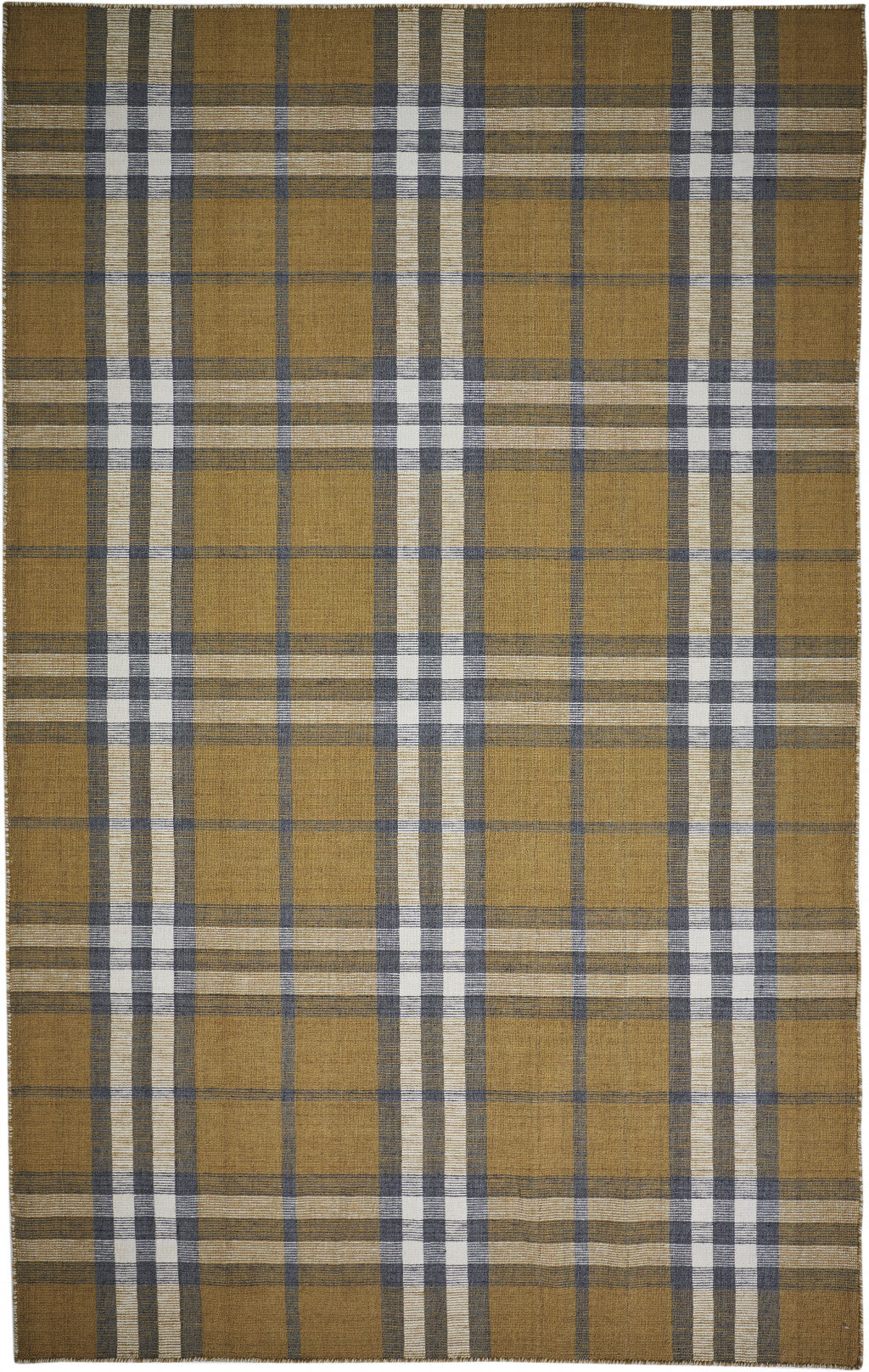 Gold Blue And White Abstract Hand Woven Stain Resistant Area Rug