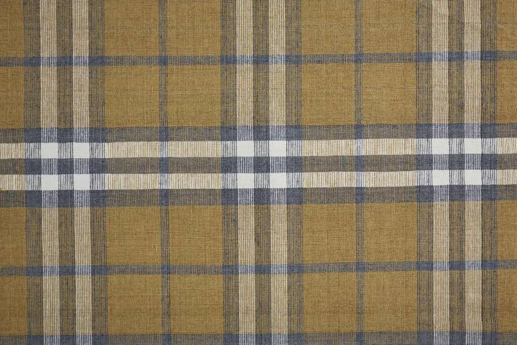 Gold Blue And White Abstract Hand Woven Stain Resistant Area Rug