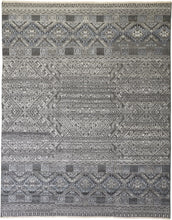 2' X 3' Gray Ivory And Blue Geometric Hand Knotted Area Rug