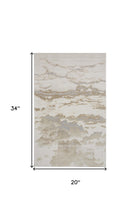 2' X 3' Ivory Tan And Gray Abstract Stain Resistant Area Rug