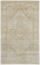 2' X 3' Ivory And Gold Floral Stain Resistant Area Rug