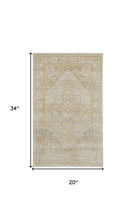 2' X 3' Ivory And Gold Floral Stain Resistant Area Rug