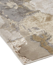 Gray Ivory And Gold Abstract Stain Resistant Area Rug - 2' x 3'