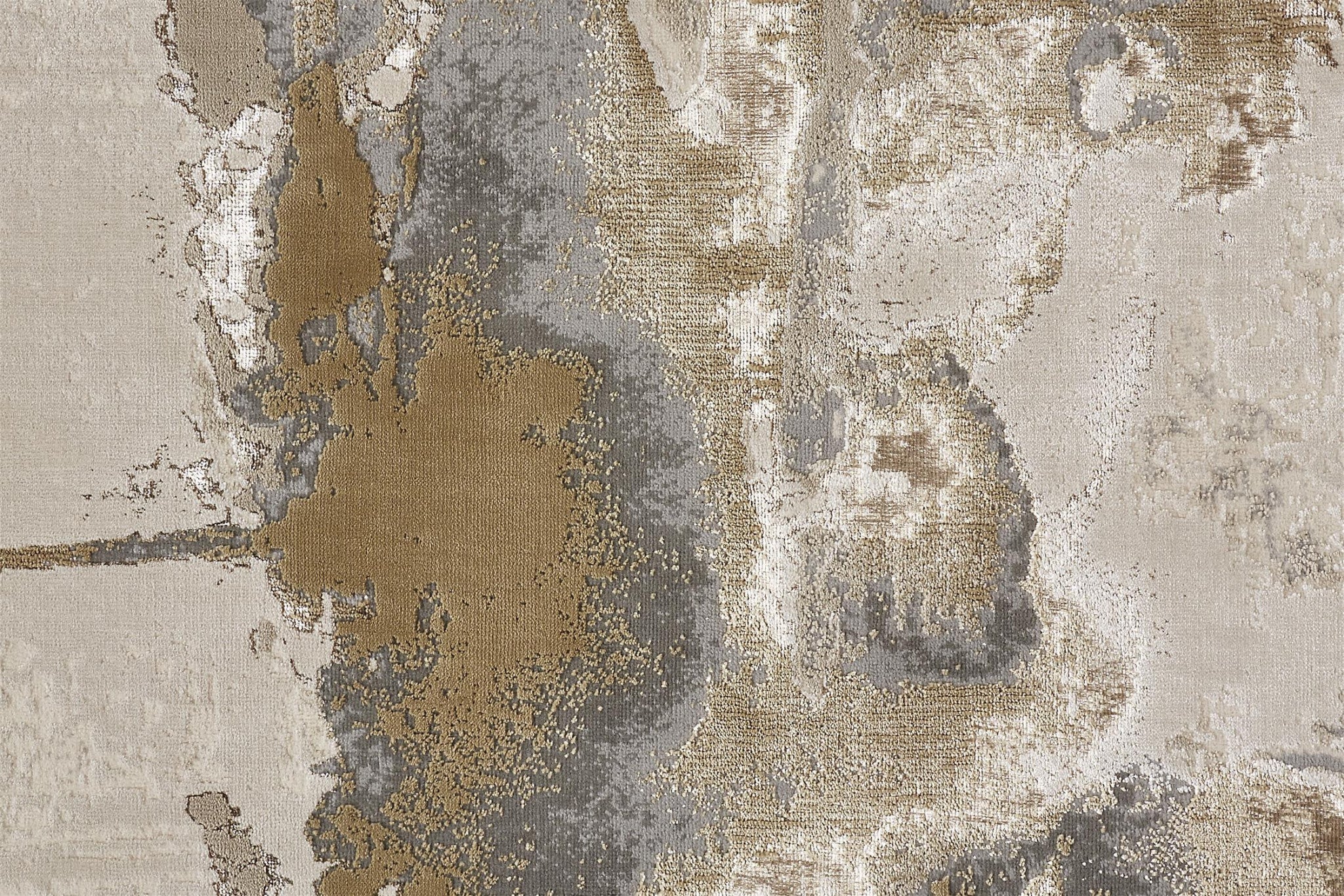 Gray Ivory And Gold Abstract Stain Resistant Area Rug - 2' x 3'