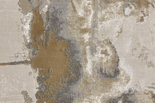 Gray Ivory And Gold Abstract Stain Resistant Area Rug - 2' x 3'