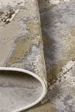 Gray Ivory And Gold Abstract Stain Resistant Area Rug - 2' x 3'