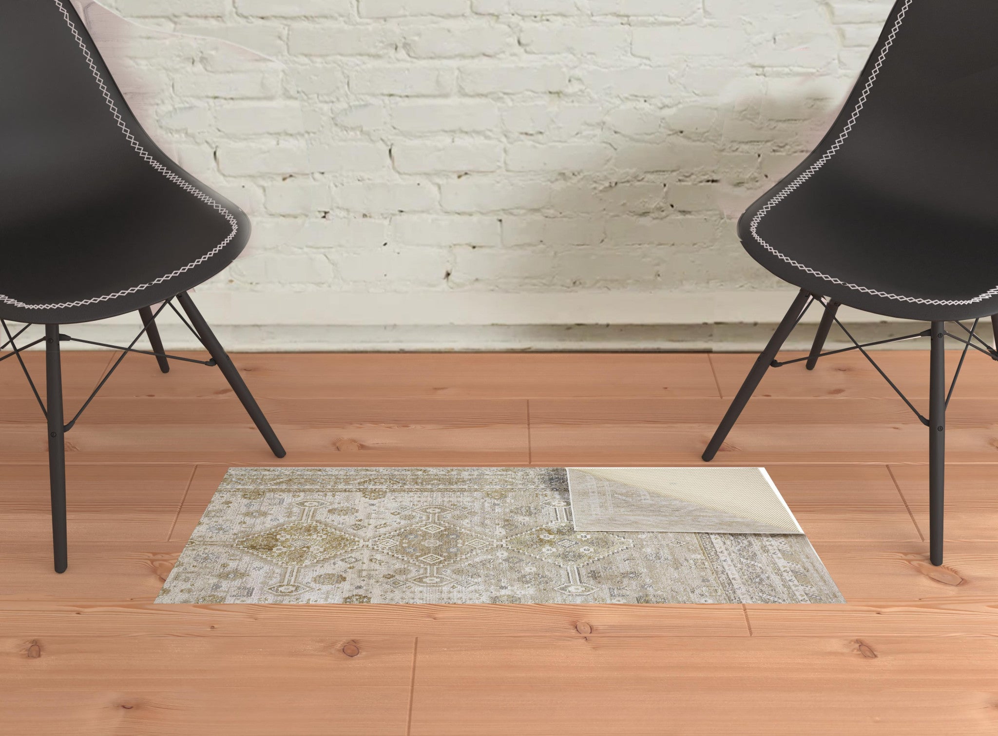 Gold And Ivory Floral Stain Resistant Area Rug - 2' x 3'