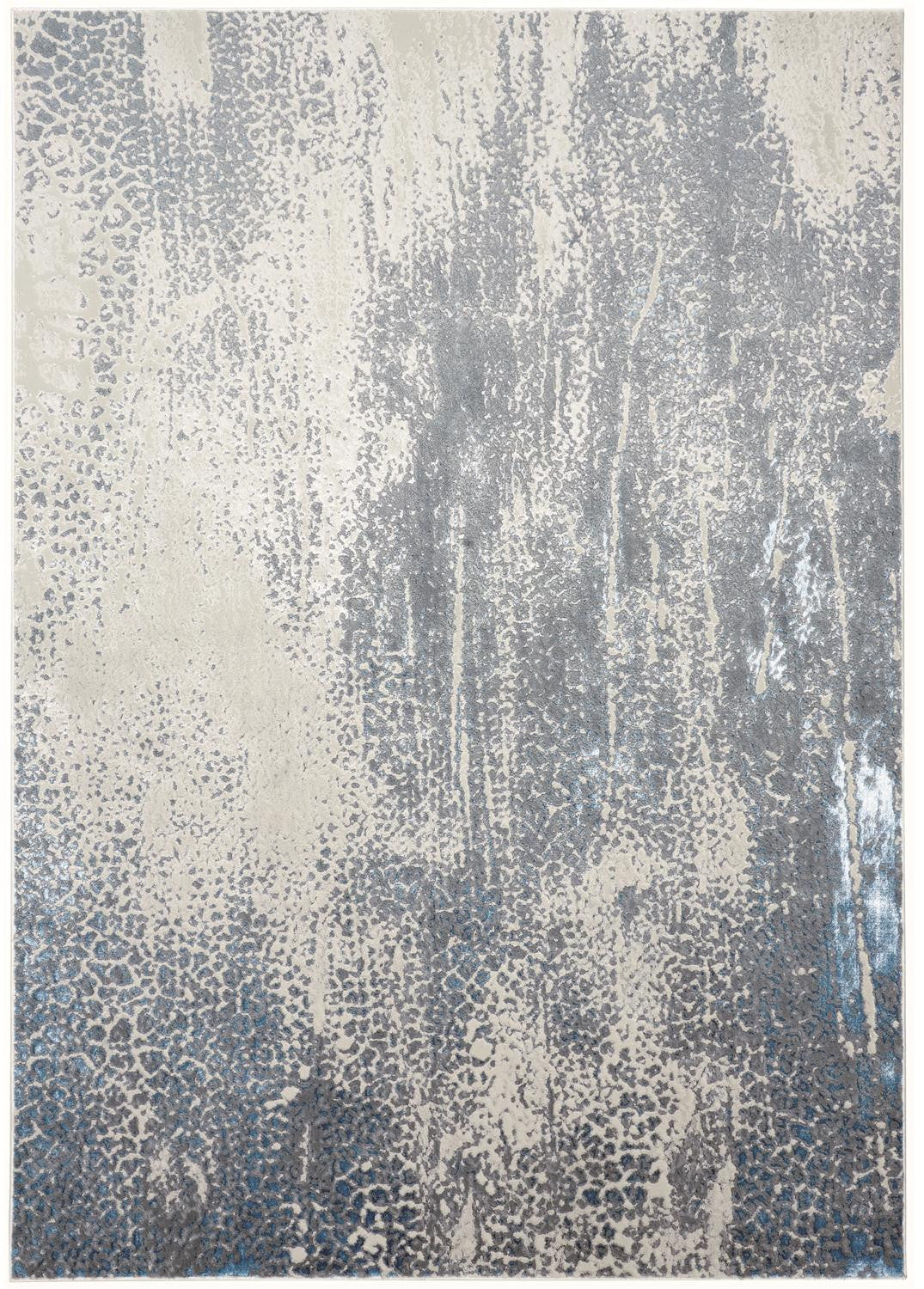 Gray Blue And Ivory Abstract Stain Resistant Area Rug - 2' x 3'