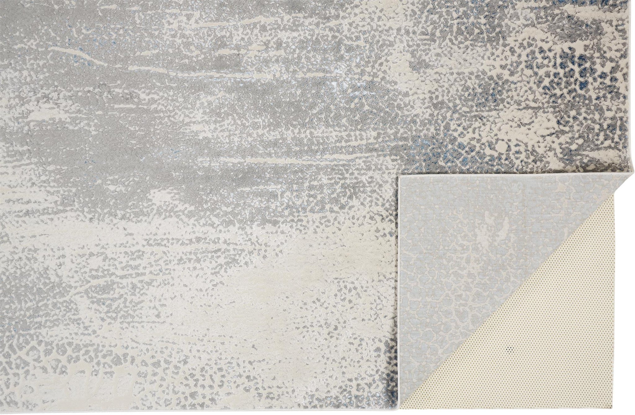 Gray Blue And Ivory Abstract Stain Resistant Area Rug - 2' x 3'