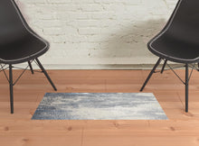 Gray Blue And Ivory Abstract Stain Resistant Area Rug - 2' x 3'
