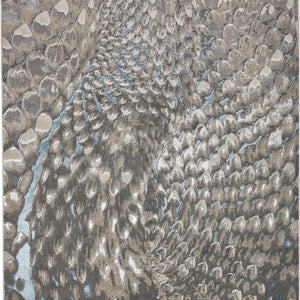 2' X 3' Blue Silver And Gray Geometric Stain Resistant Area Rug