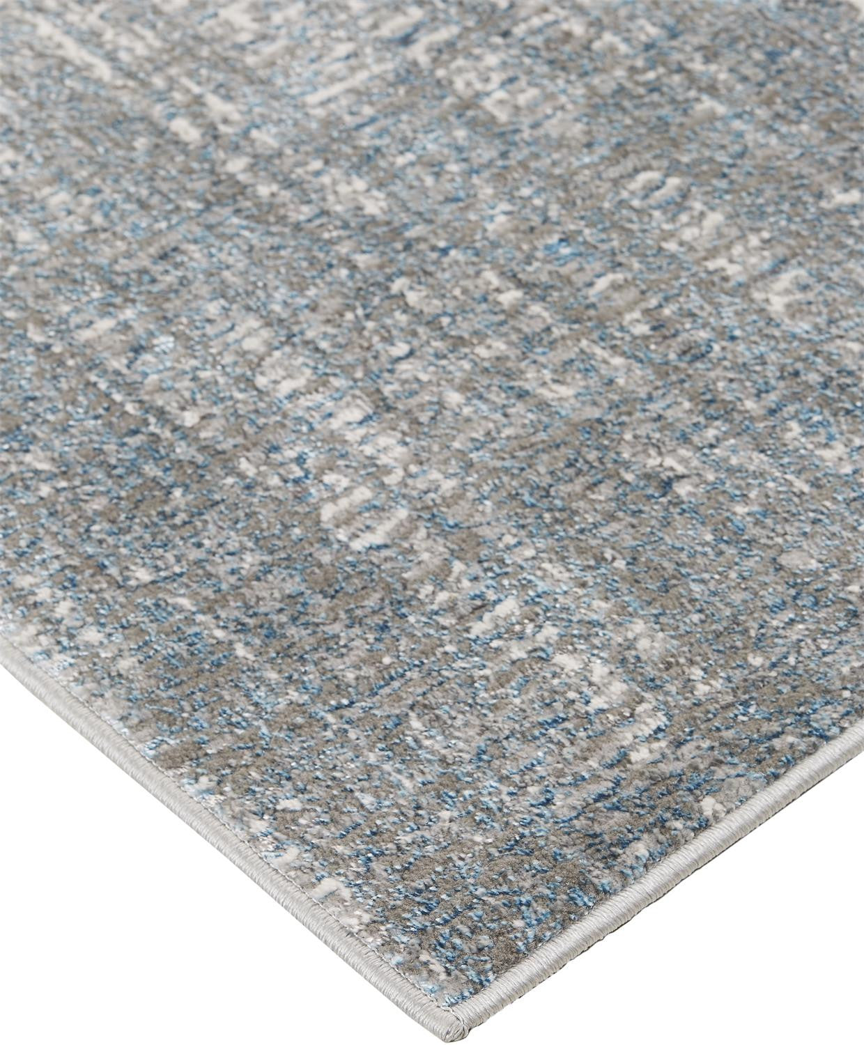 2' X 3' White Gray And Blue Abstract Stain Resistant Area Rug