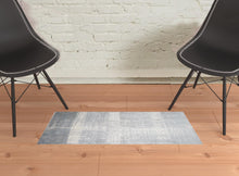 2' X 3' White Gray And Blue Abstract Stain Resistant Area Rug