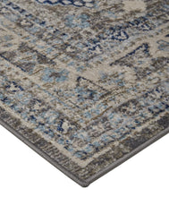 2' X 3' Gray Brown And Blue Floral Stain Resistant Area Rug