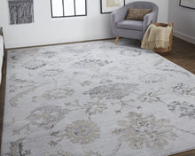 2' X 3' Silver And Black Floral Power Loom Distressed Area Rug