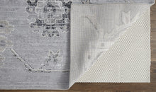 2' X 3' Silver And Black Floral Power Loom Distressed Area Rug