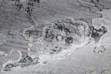 2' X 3' Silver And Black Floral Power Loom Distressed Area Rug