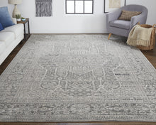 2' X 3' Gray Silver And Taupe Floral Power Loom Distressed Area Rug