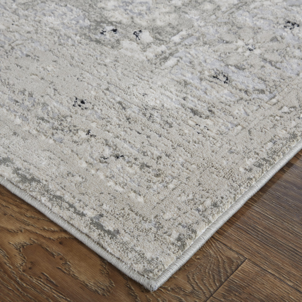 2' X 3' Gray And Silver Abstract Power Loom Distressed Area Rug