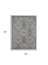 2' X 3' Gray And Black Floral Power Loom Area Rug