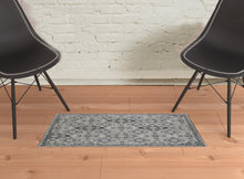 2' X 3' Gray And Black Floral Power Loom Area Rug
