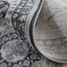 2' X 3' Gray And Black Floral Power Loom Area Rug