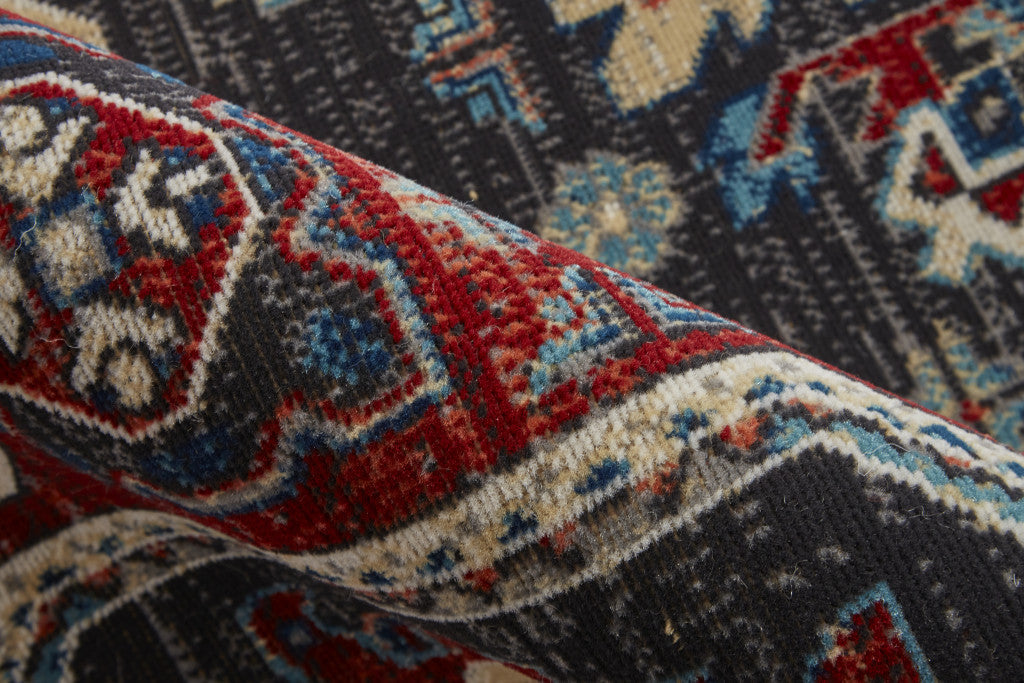 Red Gray And Tan Abstract Power Loom Distressed Stain Resistant Area Rug - 2' x 3'